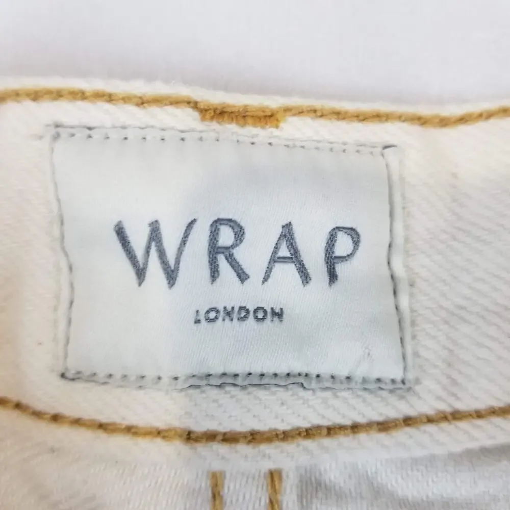 Wrap London Jeans Womens US 8 Cream Carpenter Utility Button Fly Cinch Back ZA76